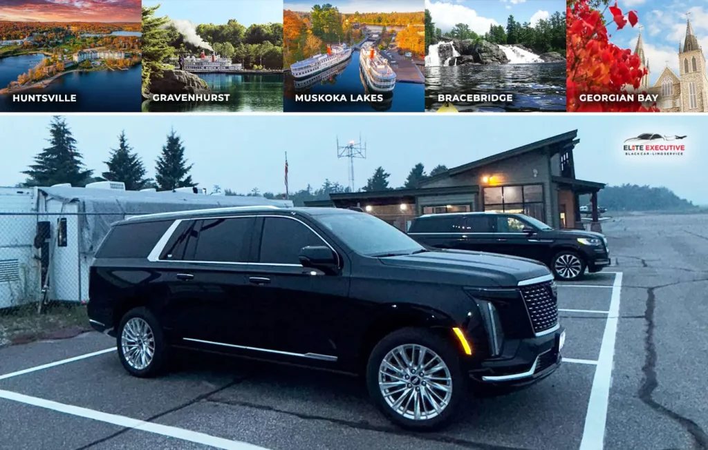 Elite Executive luxury SUVs providing a Muskoka luxury private transfer to Huntsville, Gravenhurst, and regional resorts.