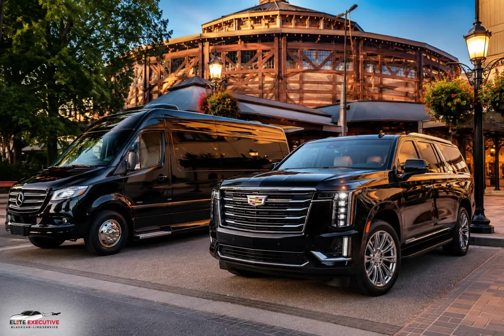 Large group luxury shuttle and Stratford limo transportation. Book now for luxury private transfers.