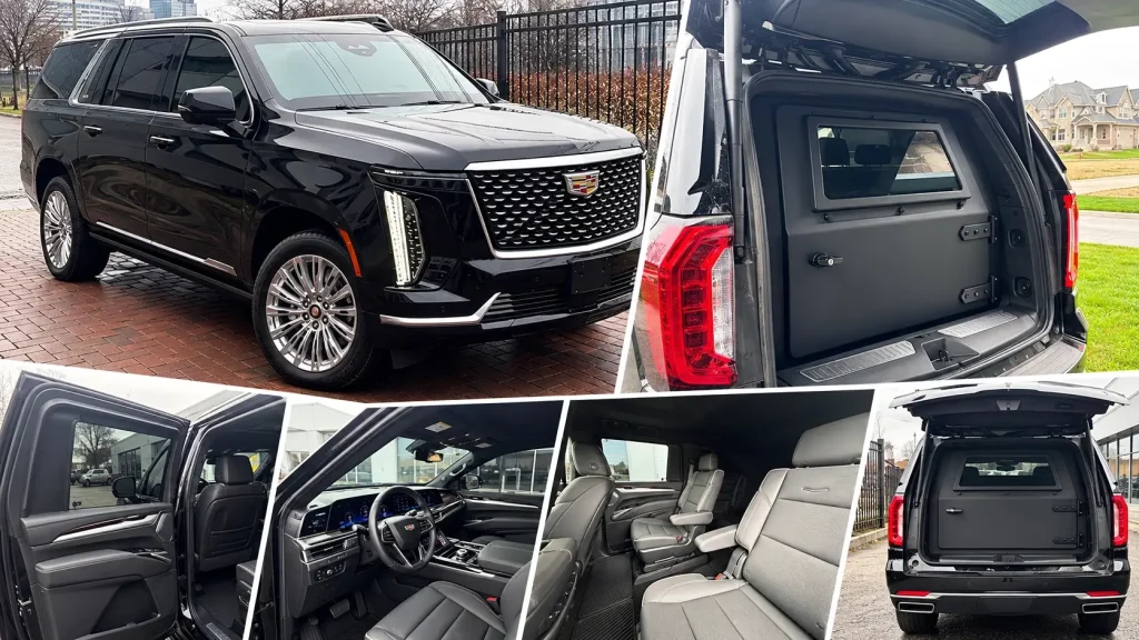 Armored car and SUV service in Toronto featuring a discreet black bullet proof Cadillac Escalade.